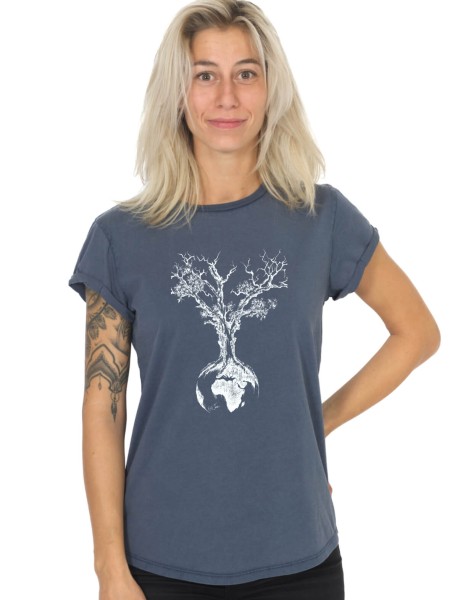 Fairwear Organic Shirt Women Stone Washed Blue Weltenbaum